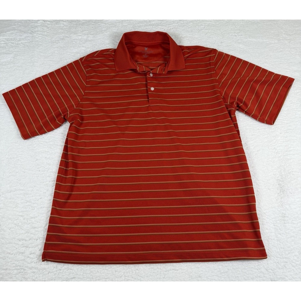Lyle & Scott Performance Polo Shirt Mens M Red Striped Golf 100% Polyester